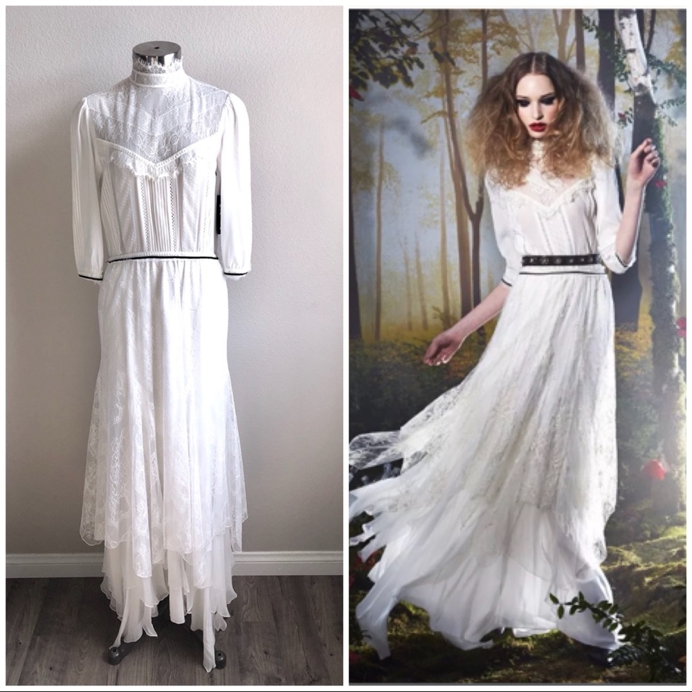 Alice + Olivia Victoriana White Lace Maxi Dress 6 - Picture 6 of 8